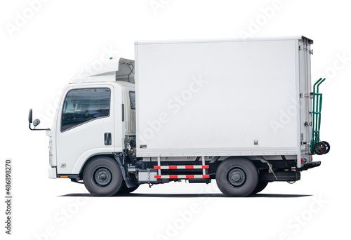 Small cargo truck isolated on white background with clipping path