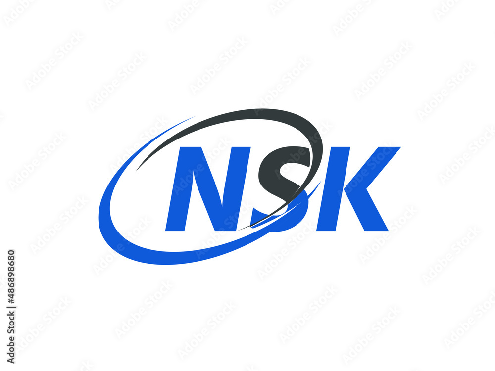 NSK letter creative modern elegant swoosh logo design NSK letter creative modern elegant swoosh logo design