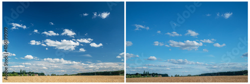 Obraz na plátne Effect of a polarizing filter shown on the summer landscape photo