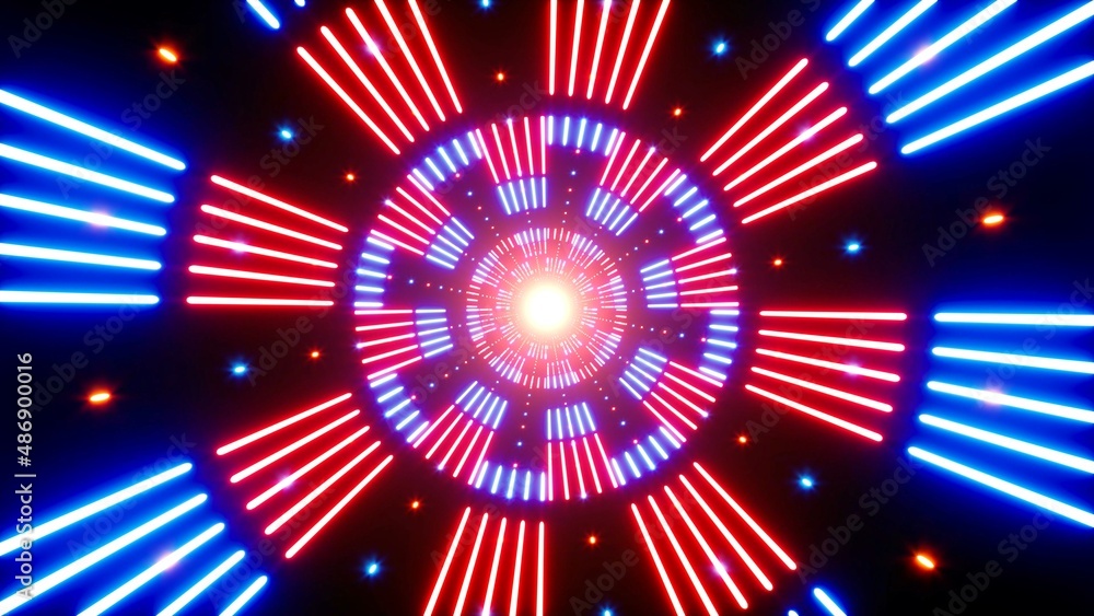 Glowing Red and Blue Light Beam VJ Art