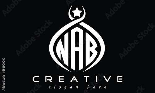 NAB three letters monogram curved oval initial logo design, geometric modern minimalist creative logo, vector template