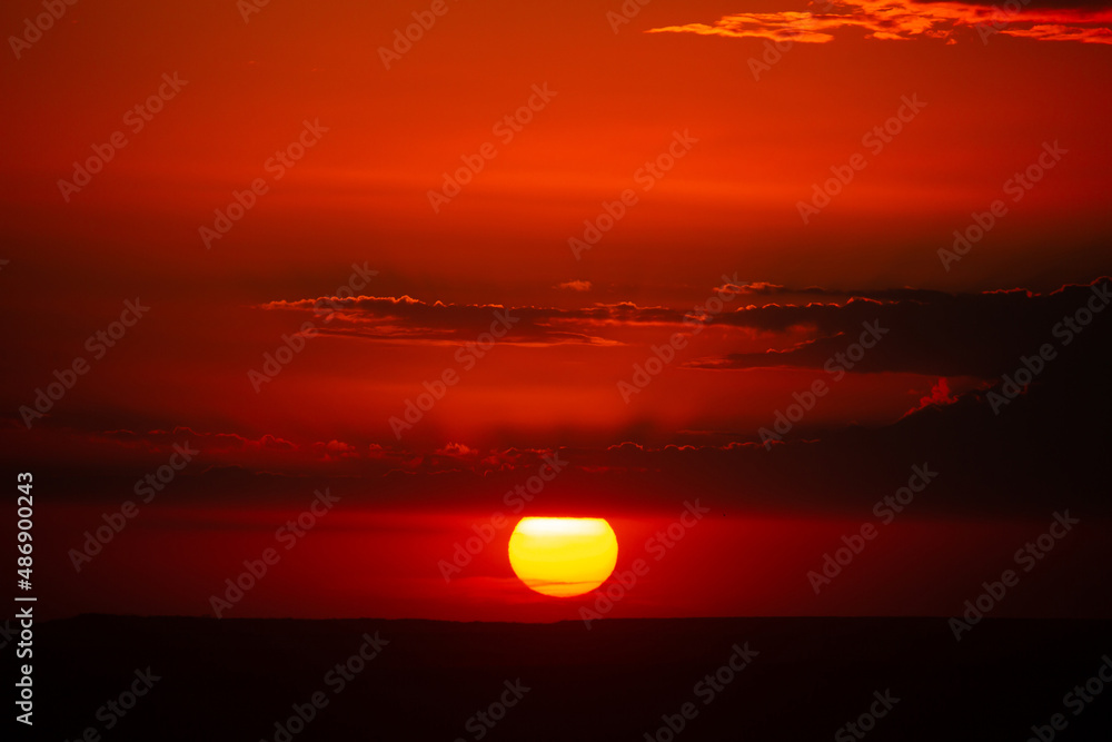 Sunset in red light. End of the day. Sunset in red light. End of the day.