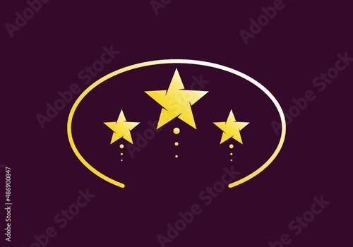 three gold star in oval shape