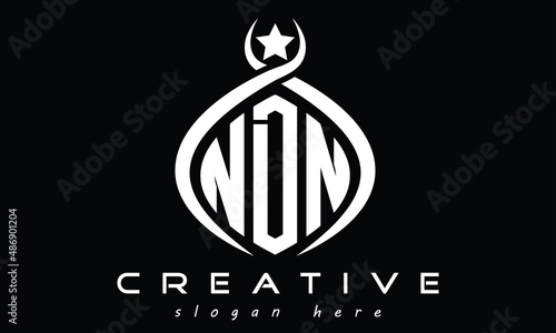 NDN three letters monogram curved oval initial logo design, geometric minimalist creative logo, vector template photo