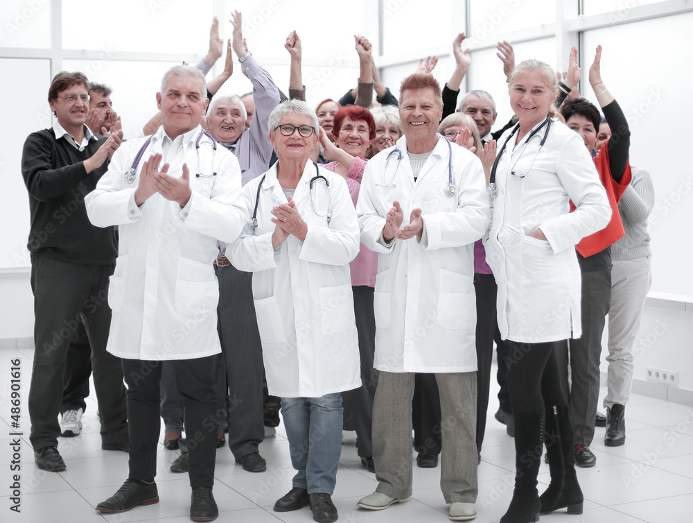 Group of the patients celebrate their recovery Group of the patients celebrate their recovery