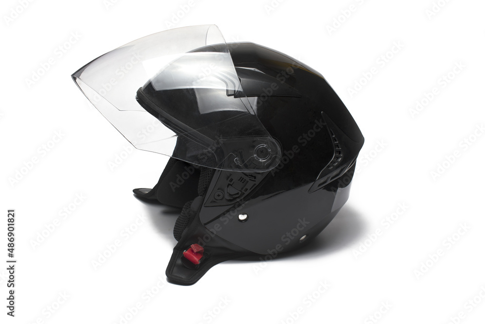 side black jet motorcycle helmet white background side black jet motorcycle helmet white background