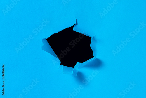 Ripped blue paper, copy space