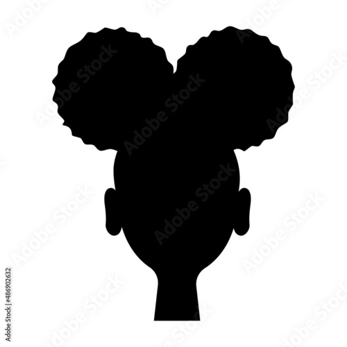 black graceful silhouette of the head of an african woman with two puff hairstyle