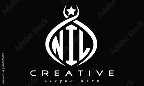 NIL three letters monogram curved oval initial logo design, geometric minimalist creative logo, vector template