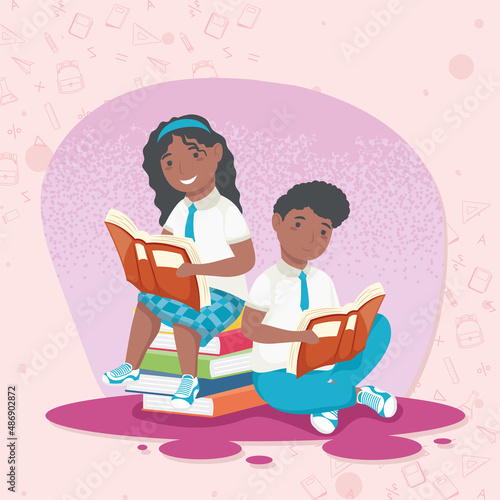 children reading books