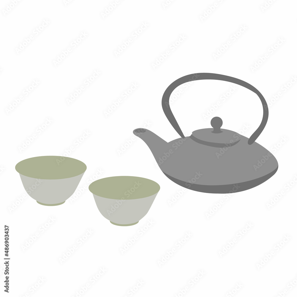 grey teapot and a couple of cups of tea rest grey teapot and a couple of cups of tea rest