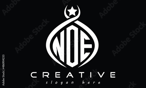 NOE three letters monogram curved oval initial logo design, geometric minimalist creative logo, vector template