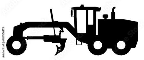 Motor grader silhouette on a white background. photo