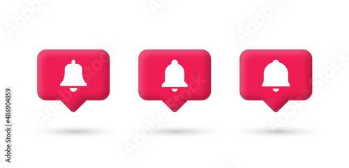 notification bell icon in speech bubble for social media notifications icons alert alarm shapes in modern 3d bubbles