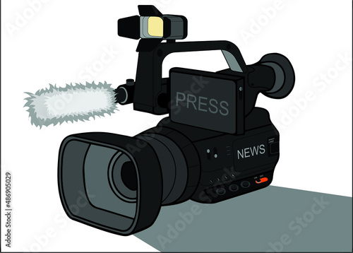 Video Camera for Press and Agency News.  video camera icon vector, icon-symbol.