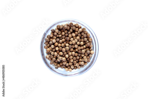 Series, spices on a white background, isolate, in different angles. Red, orange, bright coriander in a bowl