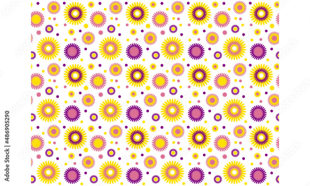 Floral seamless pattern. Bright, stylized flowers on a white background