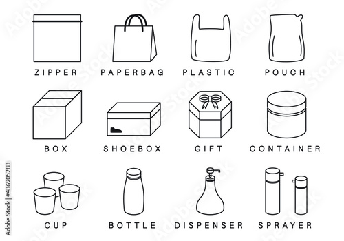 Outline Icons of Product Packaging Types