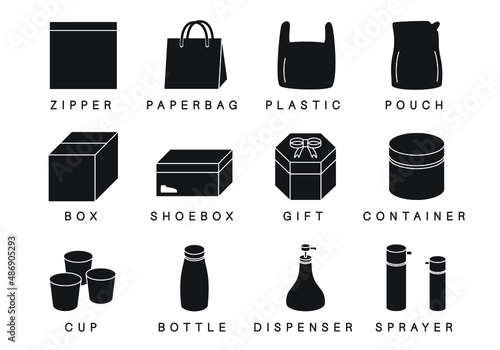 Silhouette Icons of Product Packaging Types