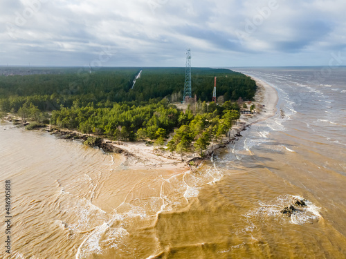 Drone photo. Aerial view on cape Kolka washed out by the storm photo