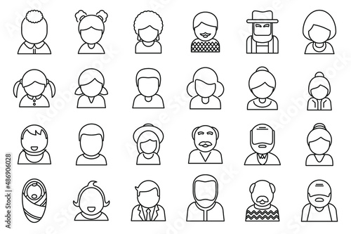 Generation icons set outline vector. Family people