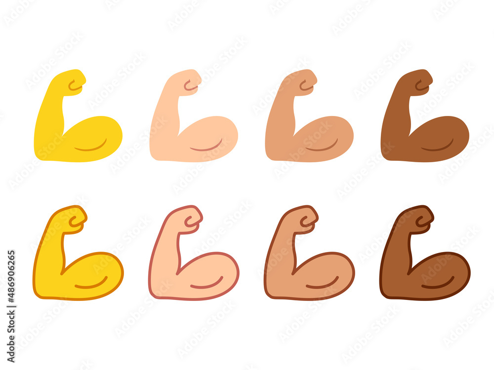 Flexing arm bicep emoji icon set Flexing arm bicep emoji icon set