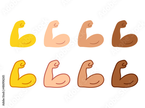 Flexing arm bicep emoji icon set