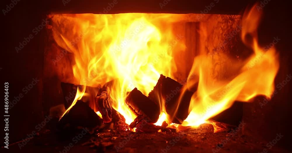 Burning fire. Cozy relaxing fireplace. TV screen saver. Close-up. Video for meditation. Burning fire. Cozy relaxing fireplace. TV screen saver. Close-up. Video for meditation.