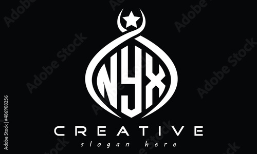 NYX three letters monogram curved oval initial logo design, geometric minimalist creative logo, vector template	
