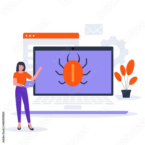 Flat design of malware illustration concept. Illustration for websites, landing pages, mobile applications, posters and banners.