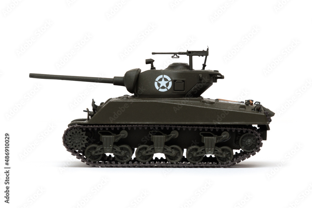 ww2 toy tank isolated over white background