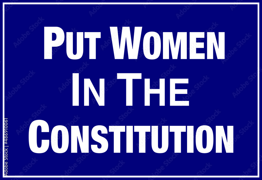 Put women in the constitution lettering notice board vector illustration on blue background