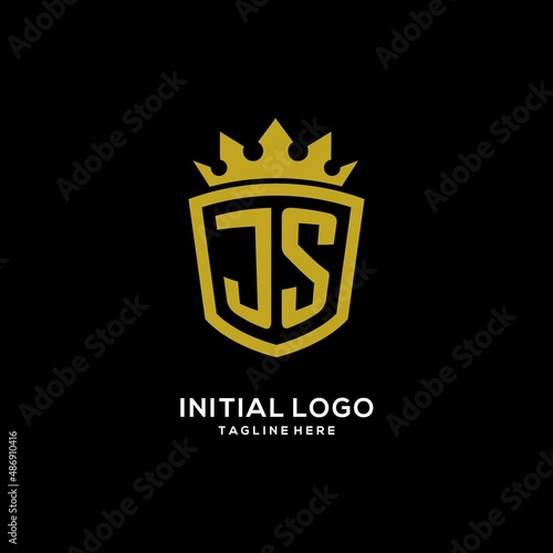 Initial JS logo shield crown style, luxury elegant monogram logo design