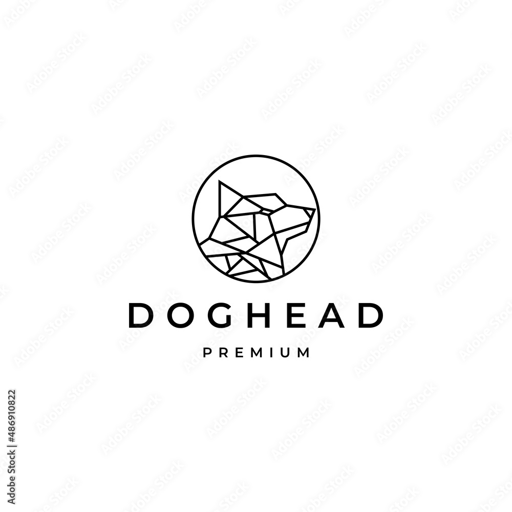 Dog head geometric logo vector icon design template
