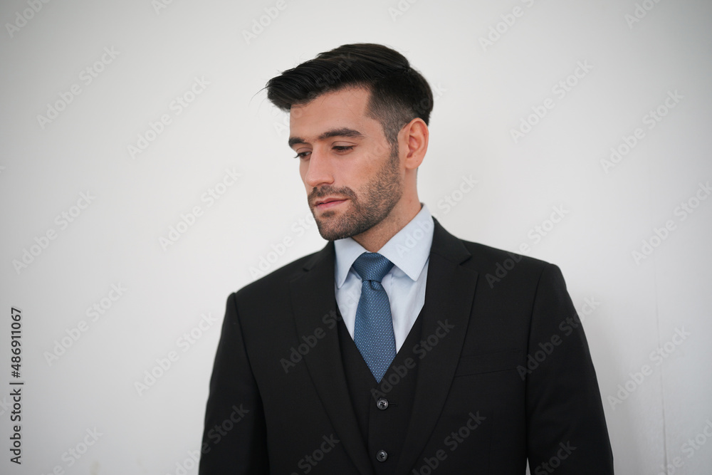 Elegant young Caucasian handsome man on White background, Studio fashion portrait. Elegant young Caucasian handsome man on White background, Studio fashion portrait.