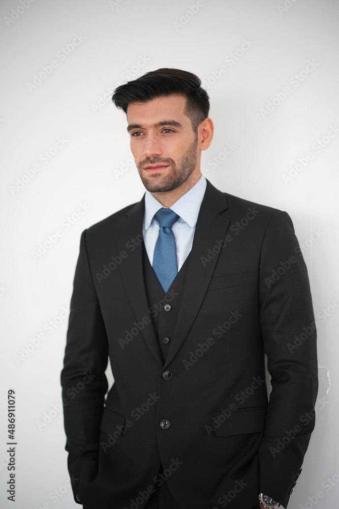 Elegant young Caucasian handsome man on White background, Studio fashion portrait. Elegant young Caucasian handsome man on White background, Studio fashion portrait.