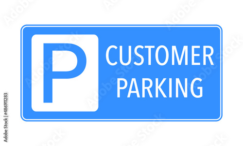 Customer parking sign board blue vector illustration isolated on white background