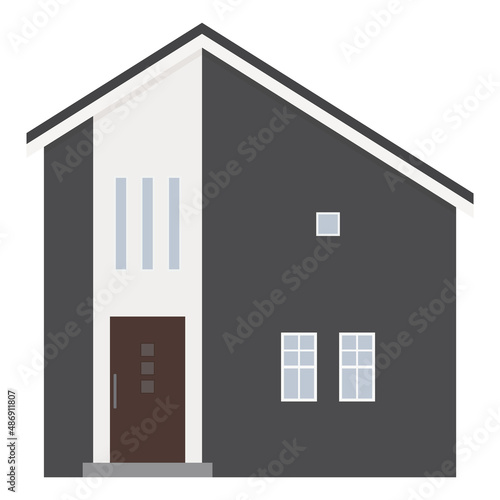 母屋下がりの家のイラスト_黒