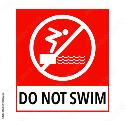 Do not swim red notice with sign vector illustration
