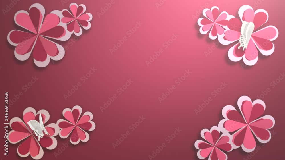 Red flowers with butterfly on summer pattern, motion holidays, romantic and Valentines style background Red flowers with butterfly on summer pattern, motion holidays, romantic and Valentines style background