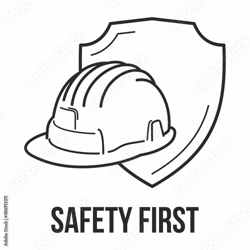 Occupational Safety and Health vector icons and signs set. Safety first, construction concept, safety hard hat, vector design