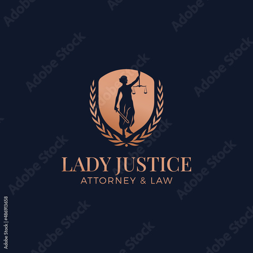 lady justice logo, law firm logo design vector illustration