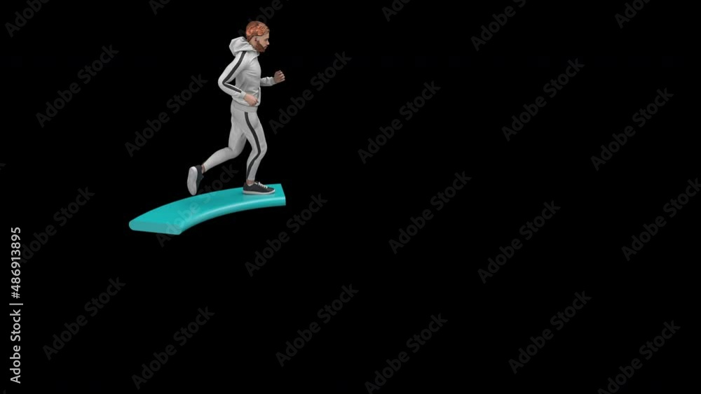 Man run around circle - 3d render looped with alpha channel. Man run around circle - 3d render looped with alpha channel.