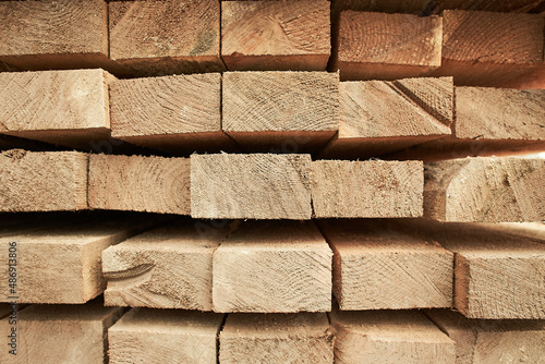Wood for construction. The building material is prepared for construction. photo