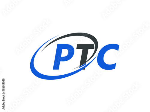 PTC letter creative modern elegant swoosh logo design