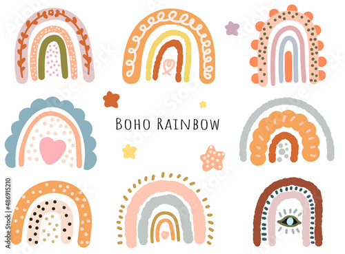 hand drawn boho rainbow vector collection