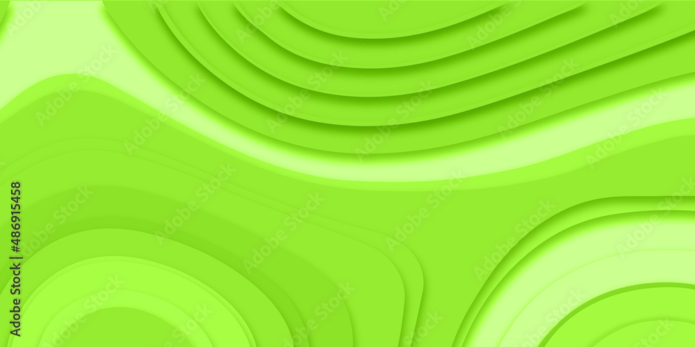 Obraz premium Abstract green background with circles . Creative and similar papercut design with Paper cut background design in green and yellow colors. paper cut vector art background banner texture website .