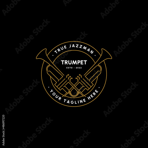 Musical instrument Trumpet minimalist line art logo design icon vector