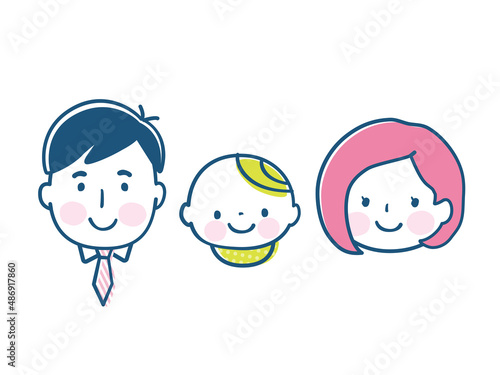 シンプルな家族の顔のアイコンイラスト素材