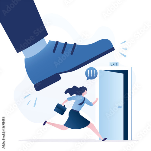 Huge leg puts psychological pressure on woman worker. Female employee runs away from office. Voluntary dismissal due to mental problems. Abuse or harassment at work.
